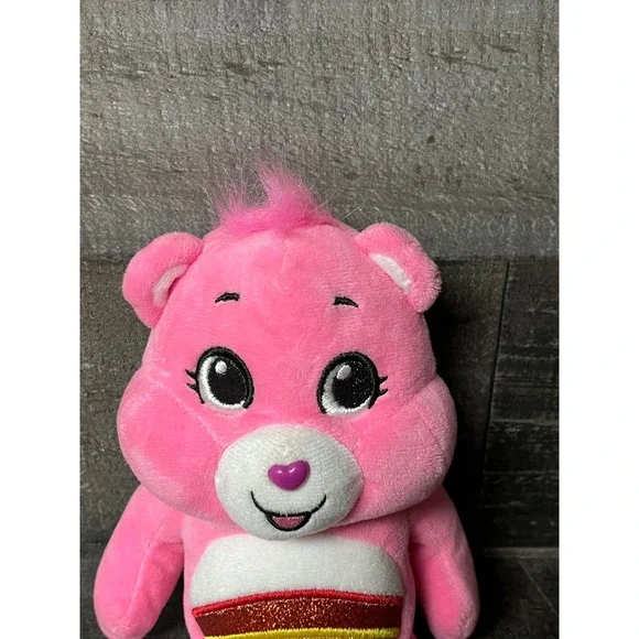 Care Bears Cheer Bear Plush Toy Pink Rainbow Belly Badge Glitter Heart Feet 2022 - Picture 2 of 10